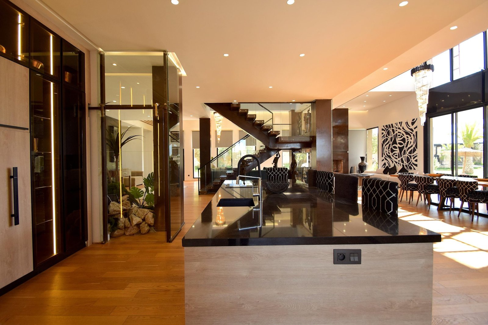 Cuisine ouverte sur le séjour, villa Octagon